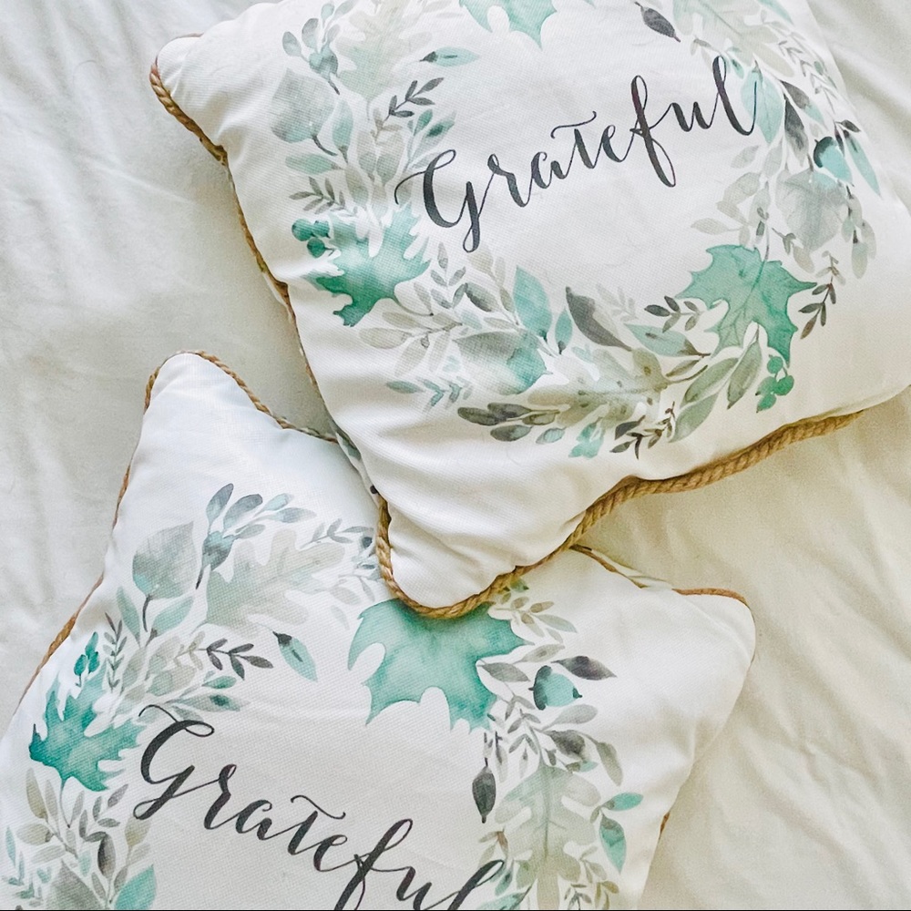 2 Nicole Miller Grateful Pillows 20x20 Rope Detail